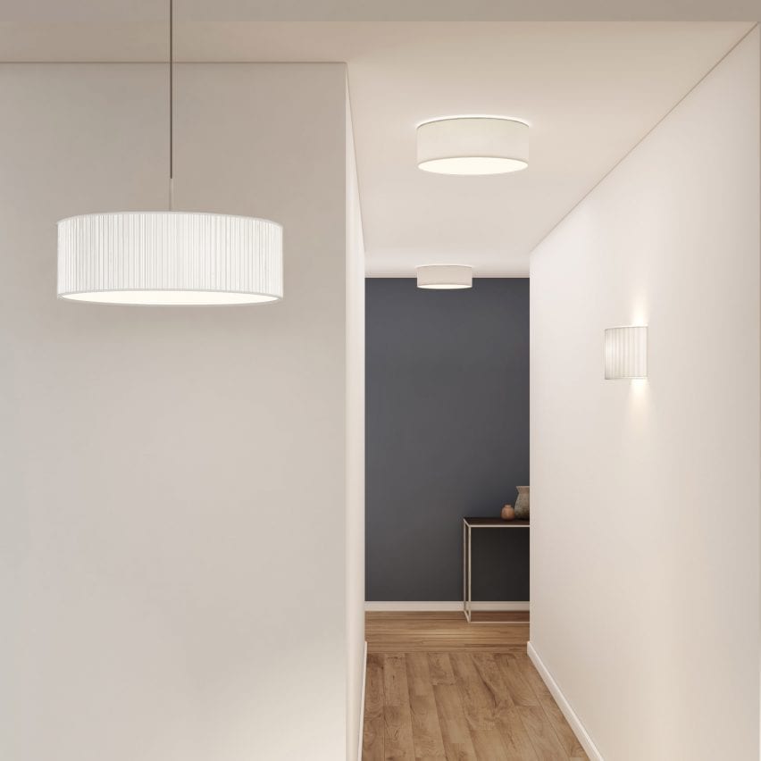Cambria lighting range by Astro Lighting including pendant light, ceiling light and wall light in a domestic hallway