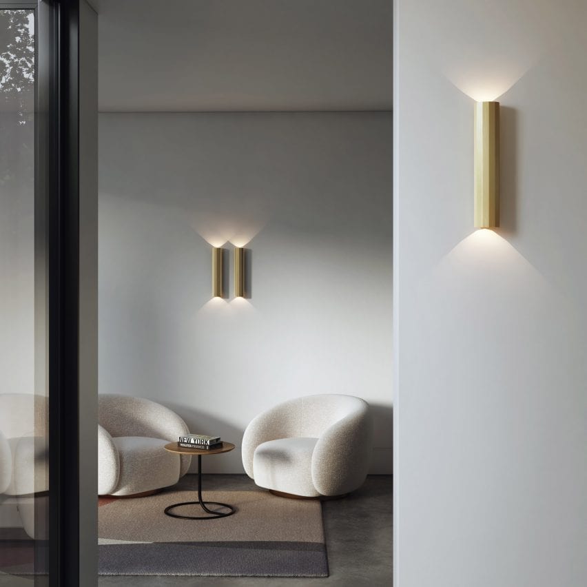 Hashira lights by Astro Lighting affixed to a wall in a living room