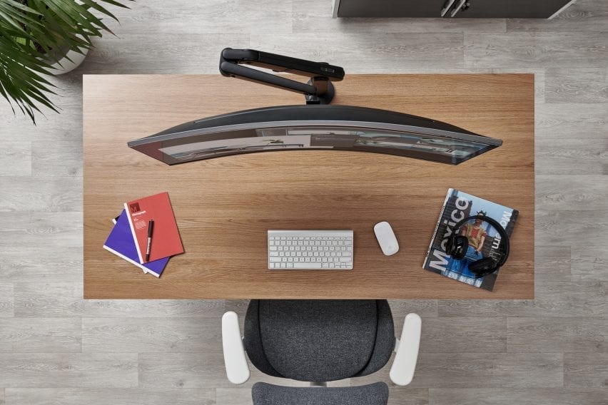 Ollin curved screen monitor arm by Colebrook Bosson Saunders
