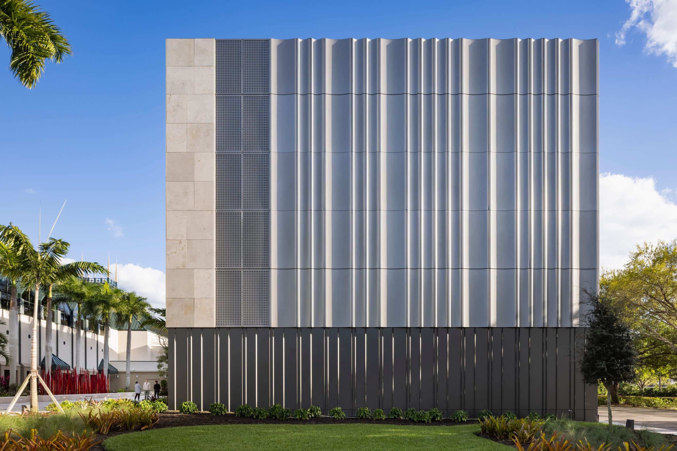 Limestone and metal facade of the Baker Museum in Florida