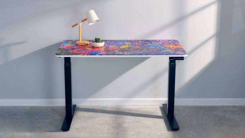 Desk with colourful top by Mélanie Edison for Autonomous