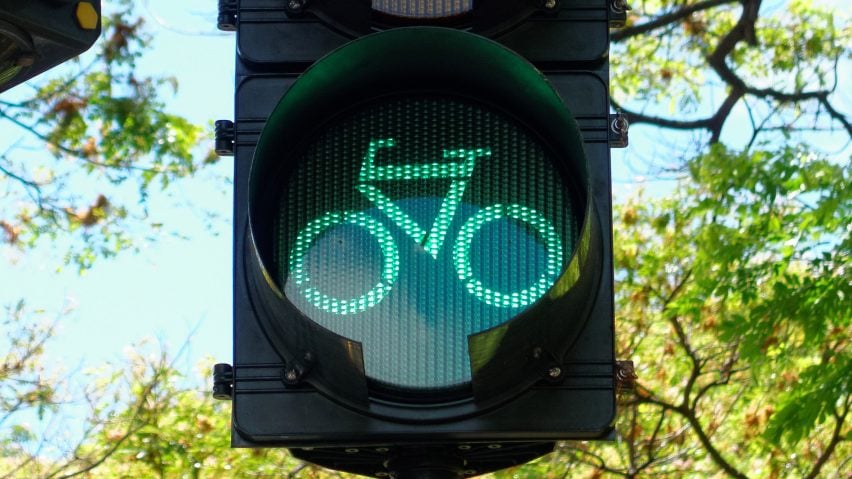 Bicycle stop light for Aaron Betsky's cycling in suburbia opinion