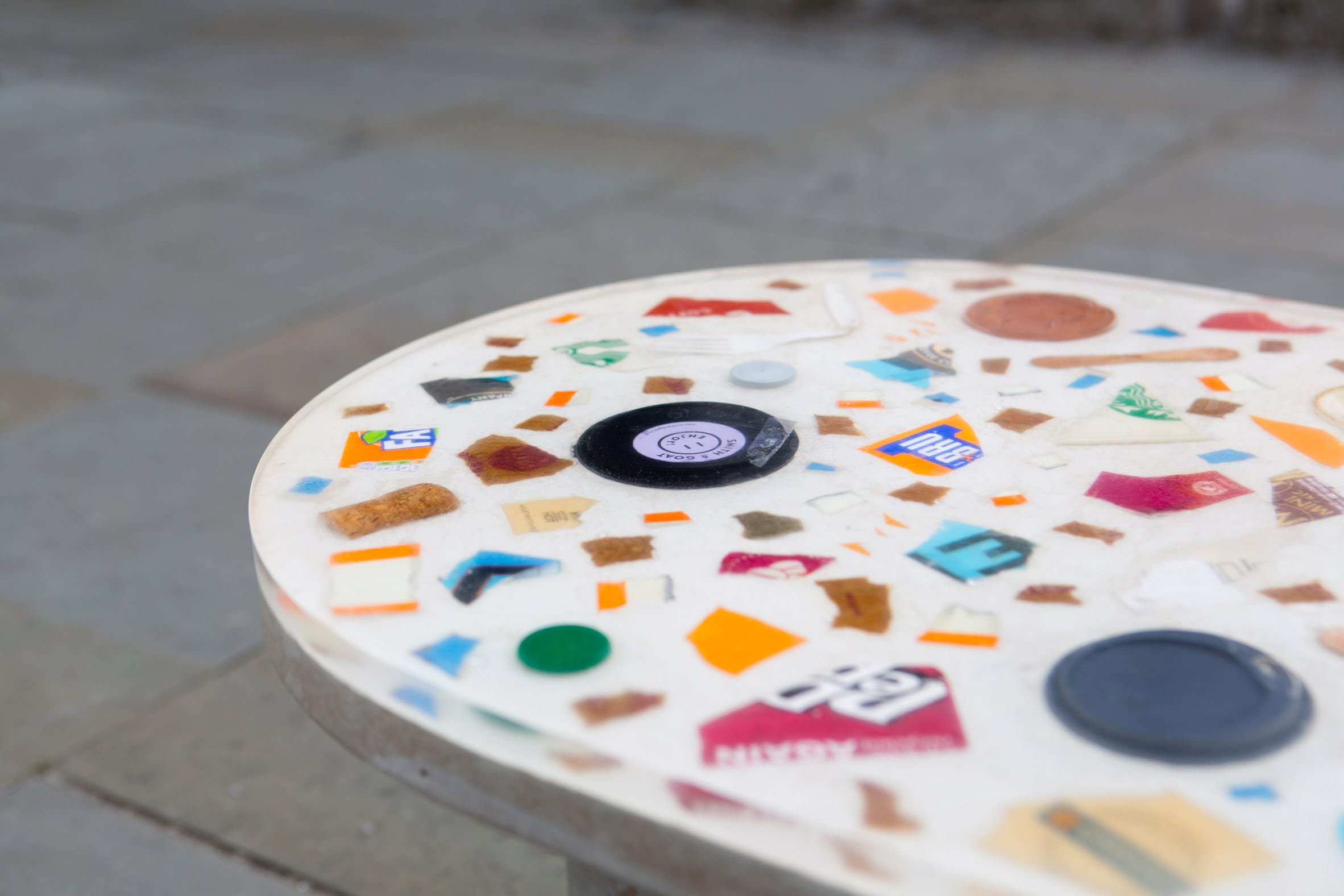 A bench seat made with litter 