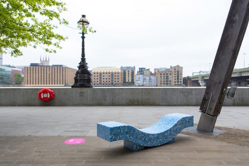 A recycled plastic bench in London