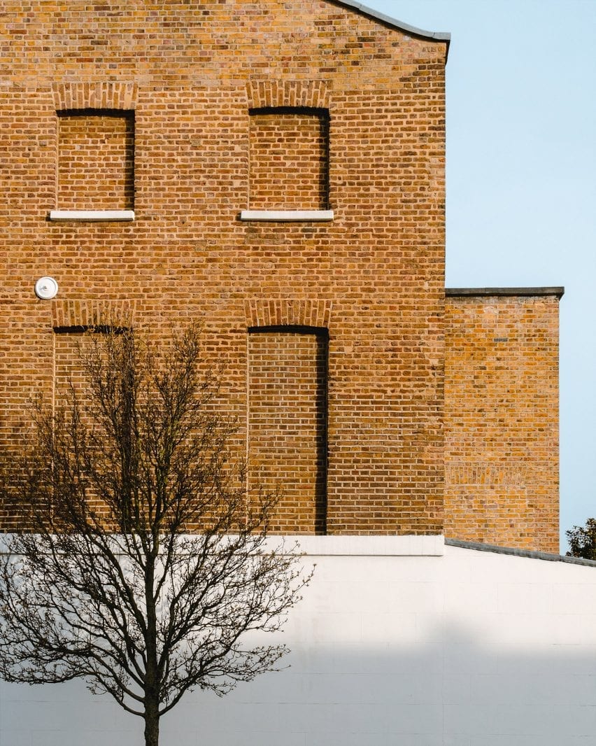 A brick facade of a London house