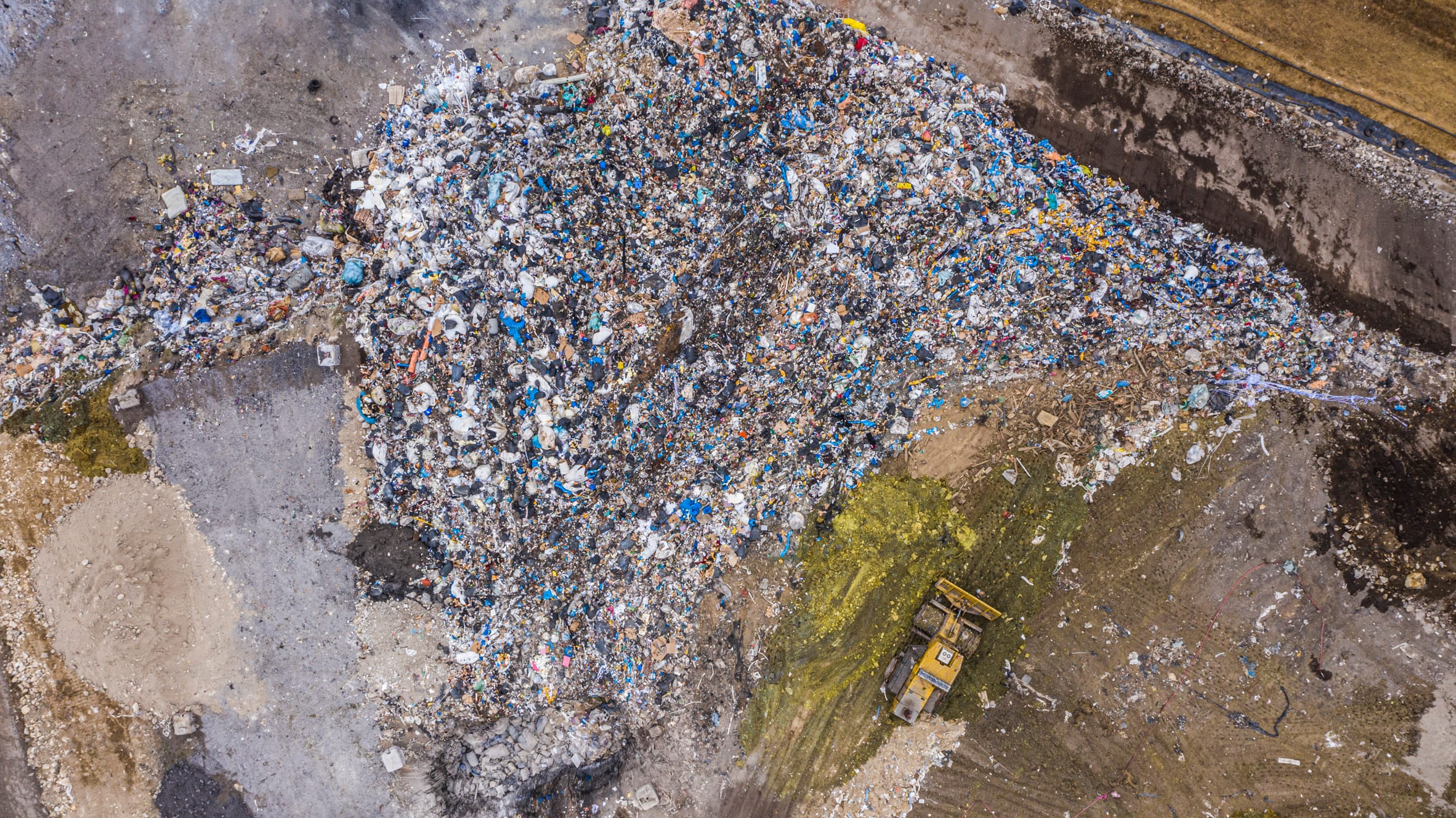 An aerial view of a clothing land fill site