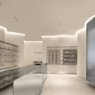 The retail space has a metallic look