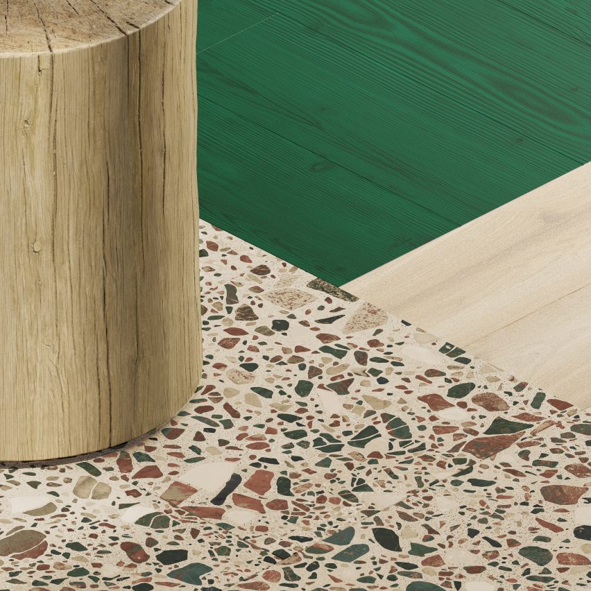 Terrazzo-like vinyl flooring
