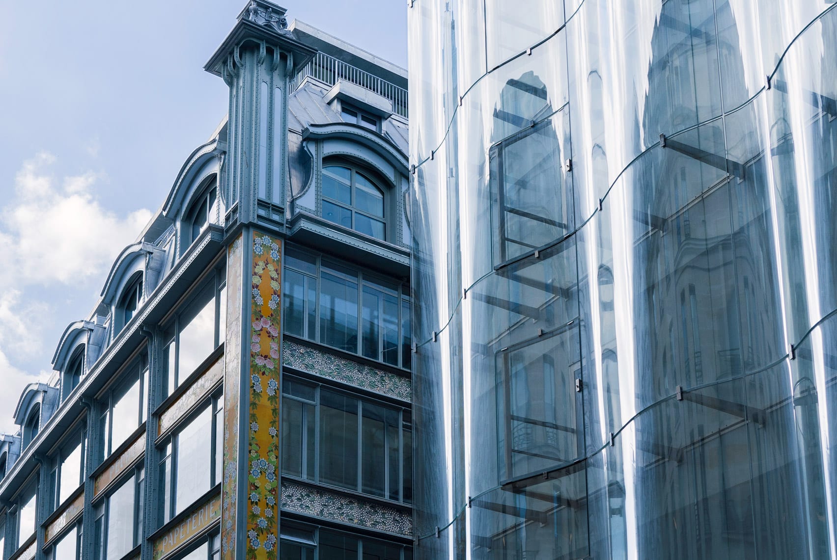 An undulating glass facade