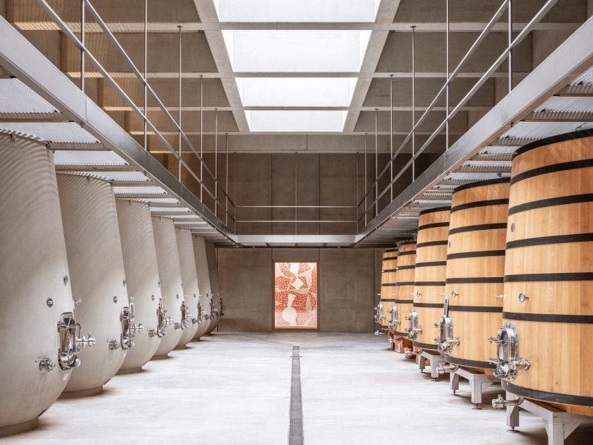 Barrels in winery