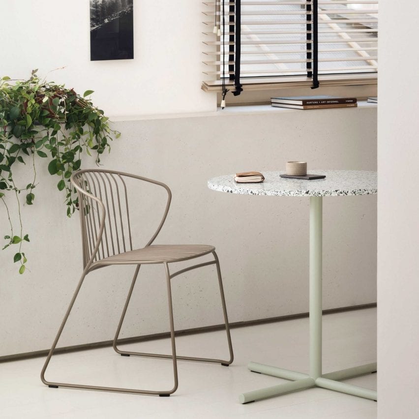 Not Out outdoor chair and Notable table by True Design