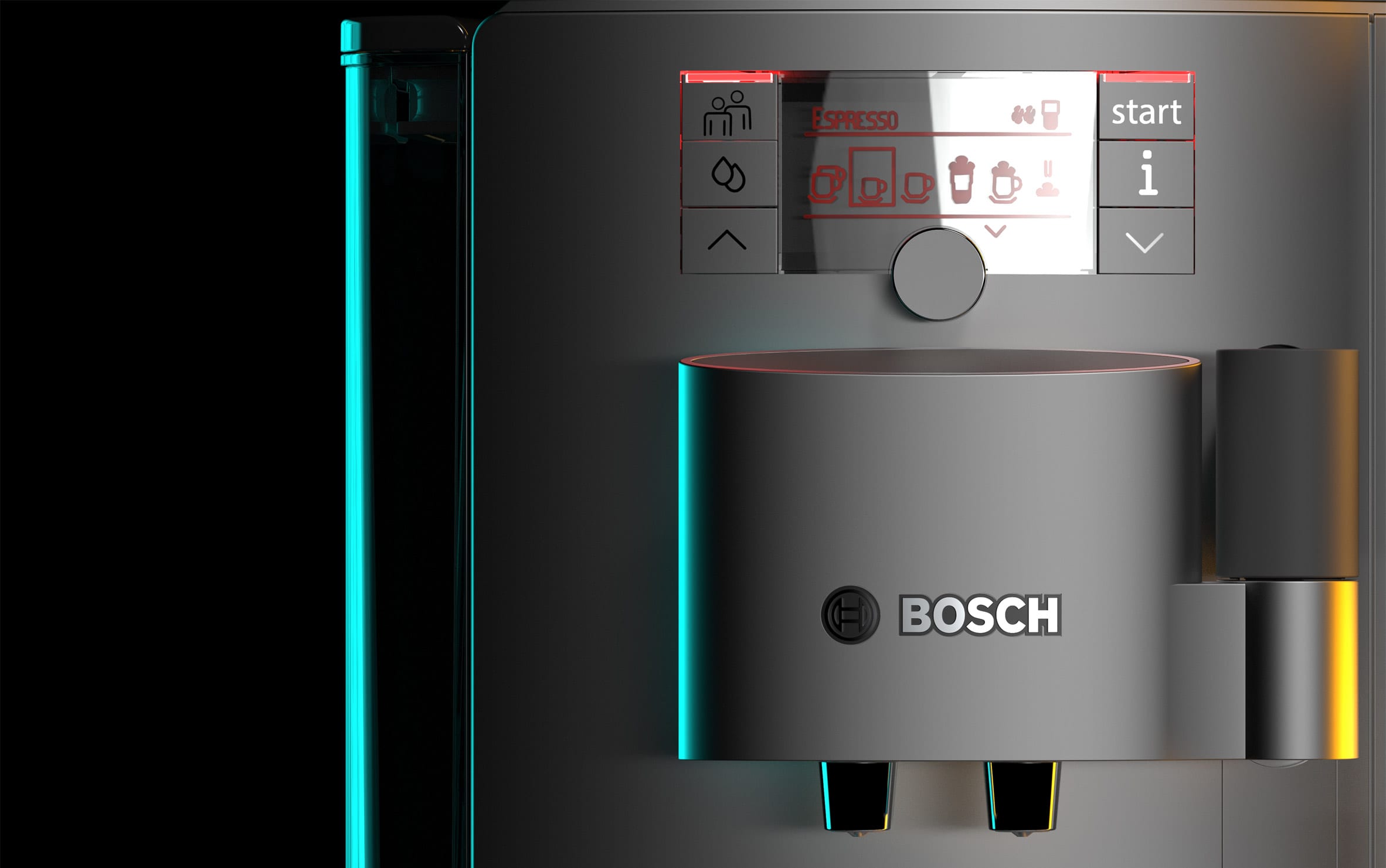 Detail of a Bosch coffee machine render