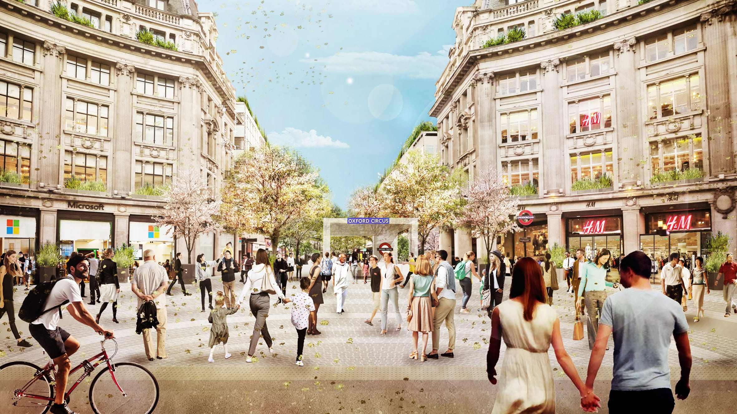 A visual of pedestrianised Oxford Circus