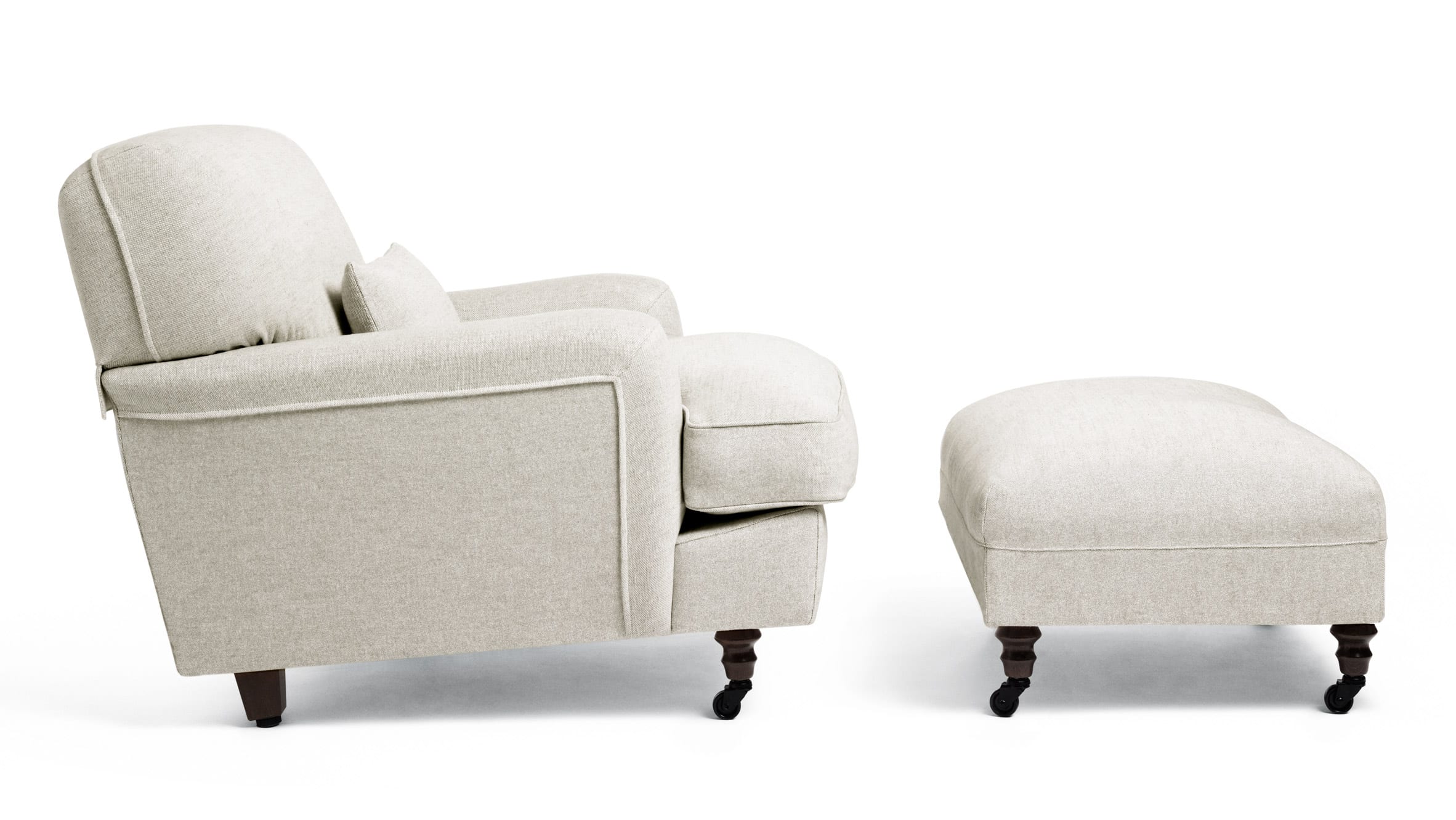 Raffles armchair and pouf in cream