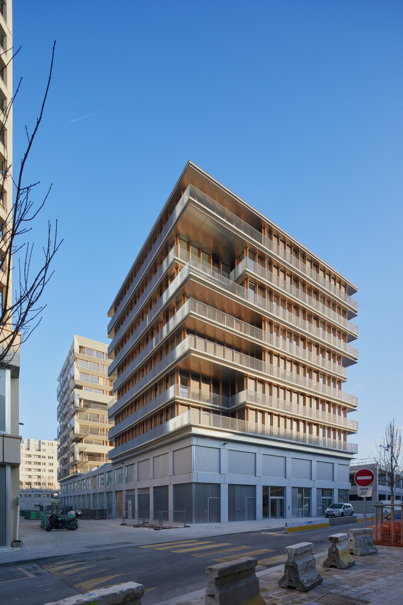A timber-clad apartment block in Paris