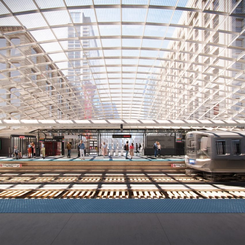 Rencana desain ulang Stasiun Negara Bagian/Danau untuk sistem metro Chicago