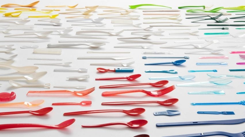 The spoons are arranged in colour order