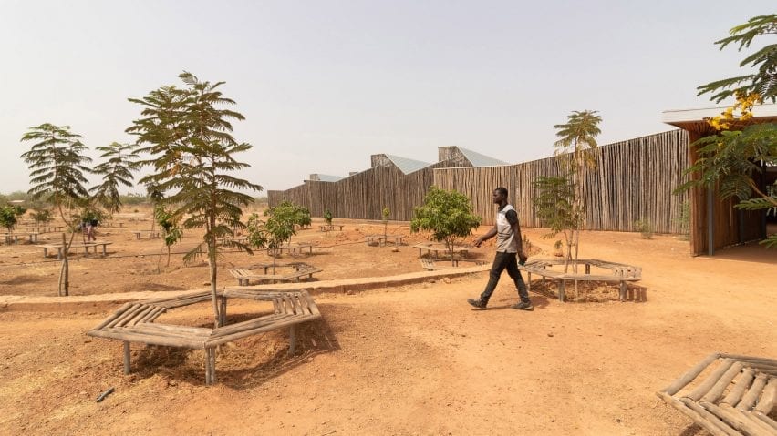 A university in Burkina Faso lined with eucalyptus wood