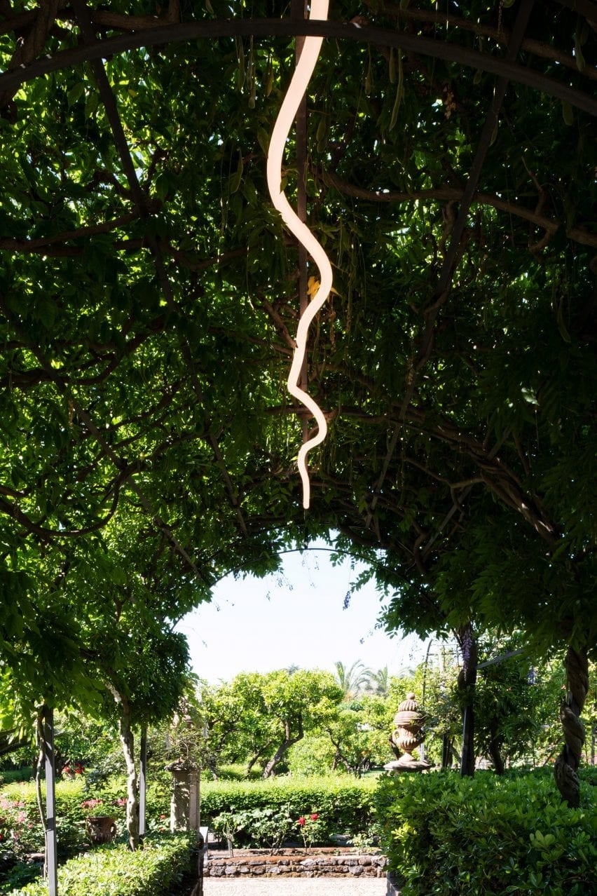 La Linea lined along trees