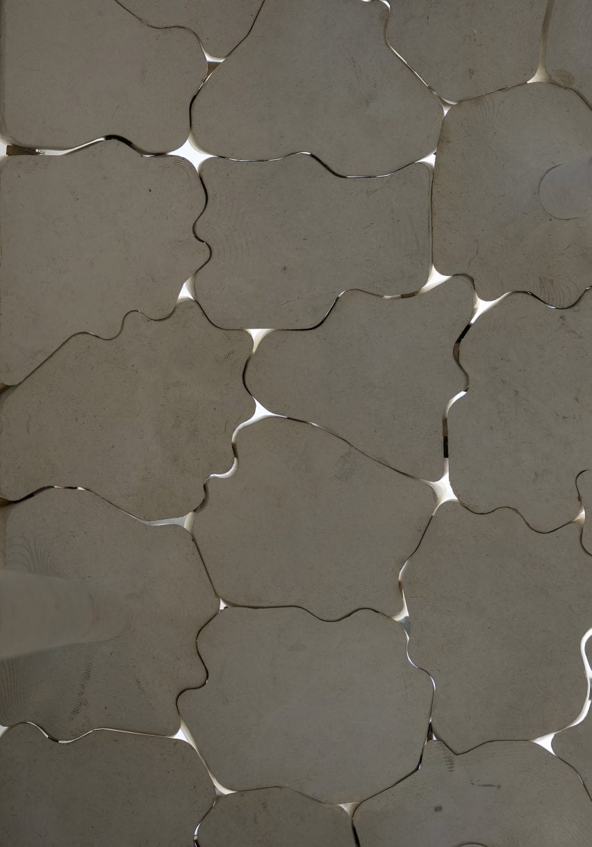 Stone roof pieces arranged in a jigsaw