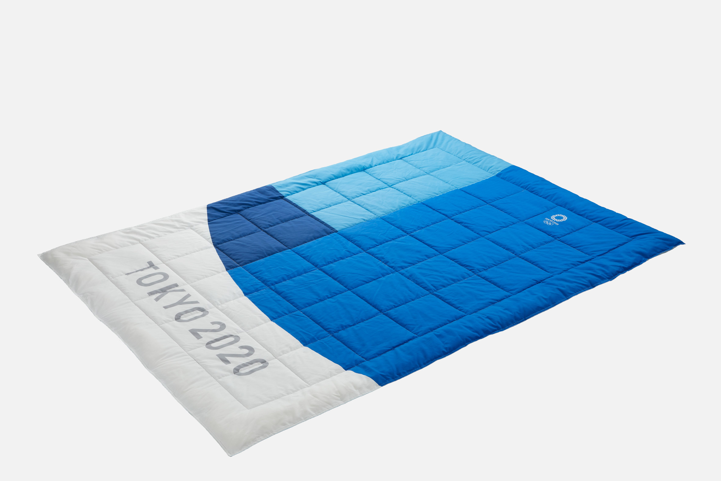 A blue and white Tokyo 2020 Olympic mattress