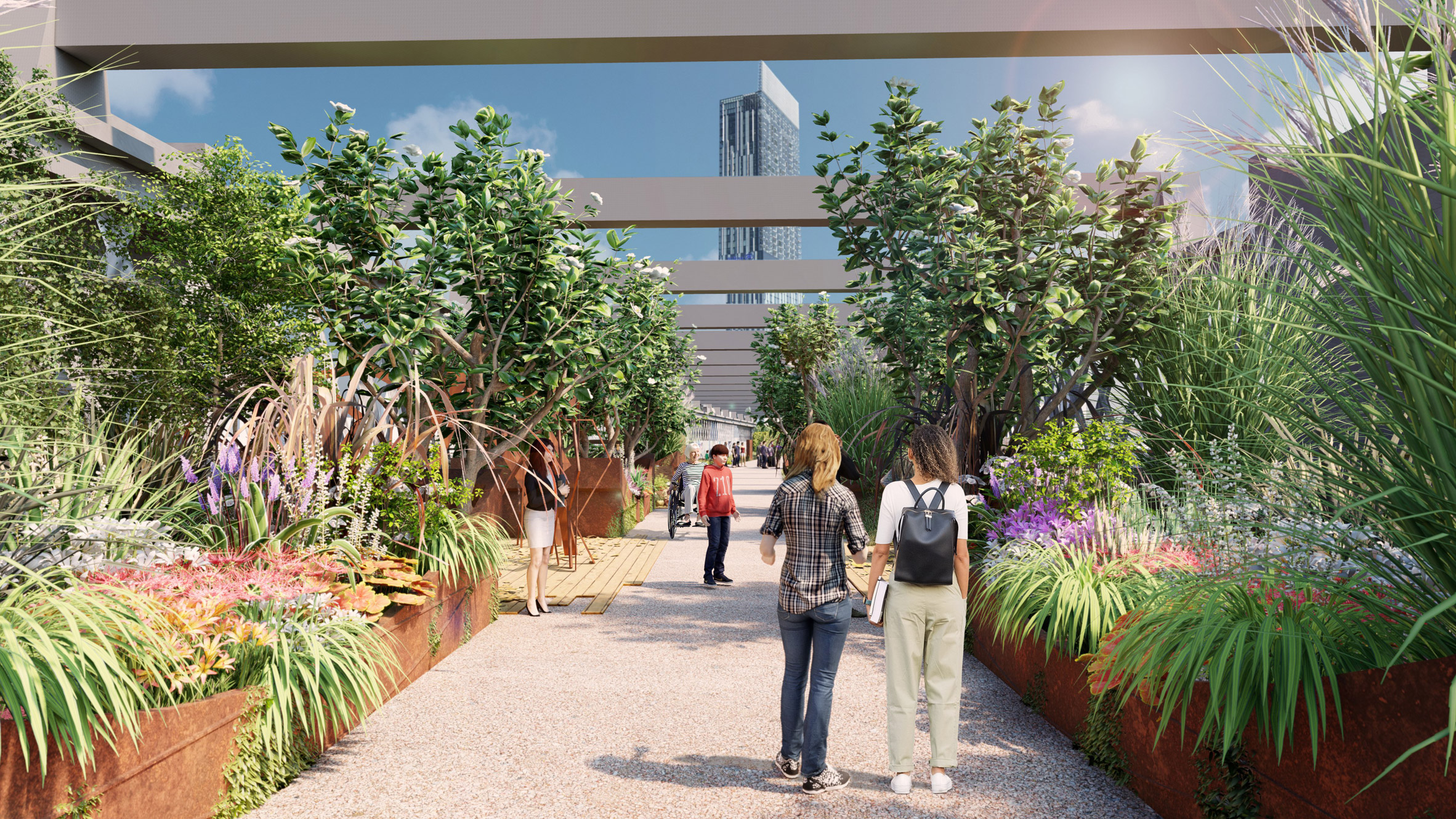 Steel planters will be placed across the viaduct