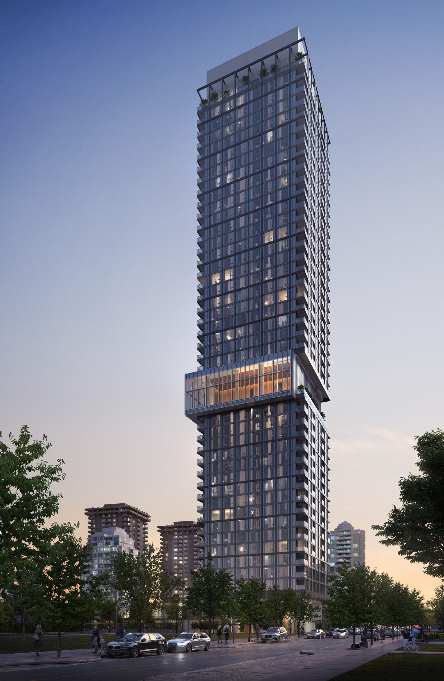 Exterior render of a high rise tower designed by Gensler for Canada