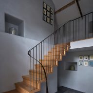 A wooden staircase