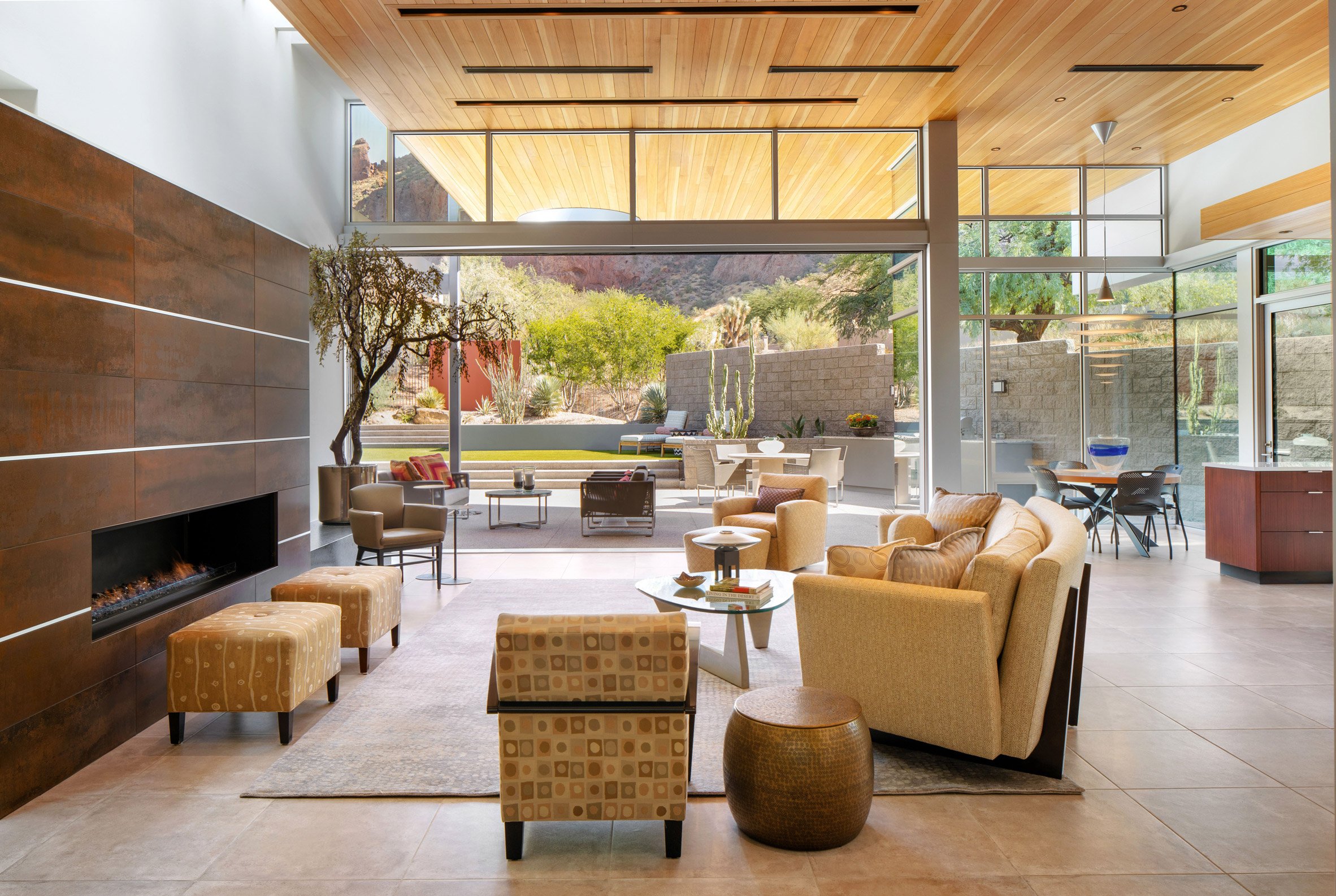 An open plan living room in Echo Canyon Residence by Kendle Design Collaborative