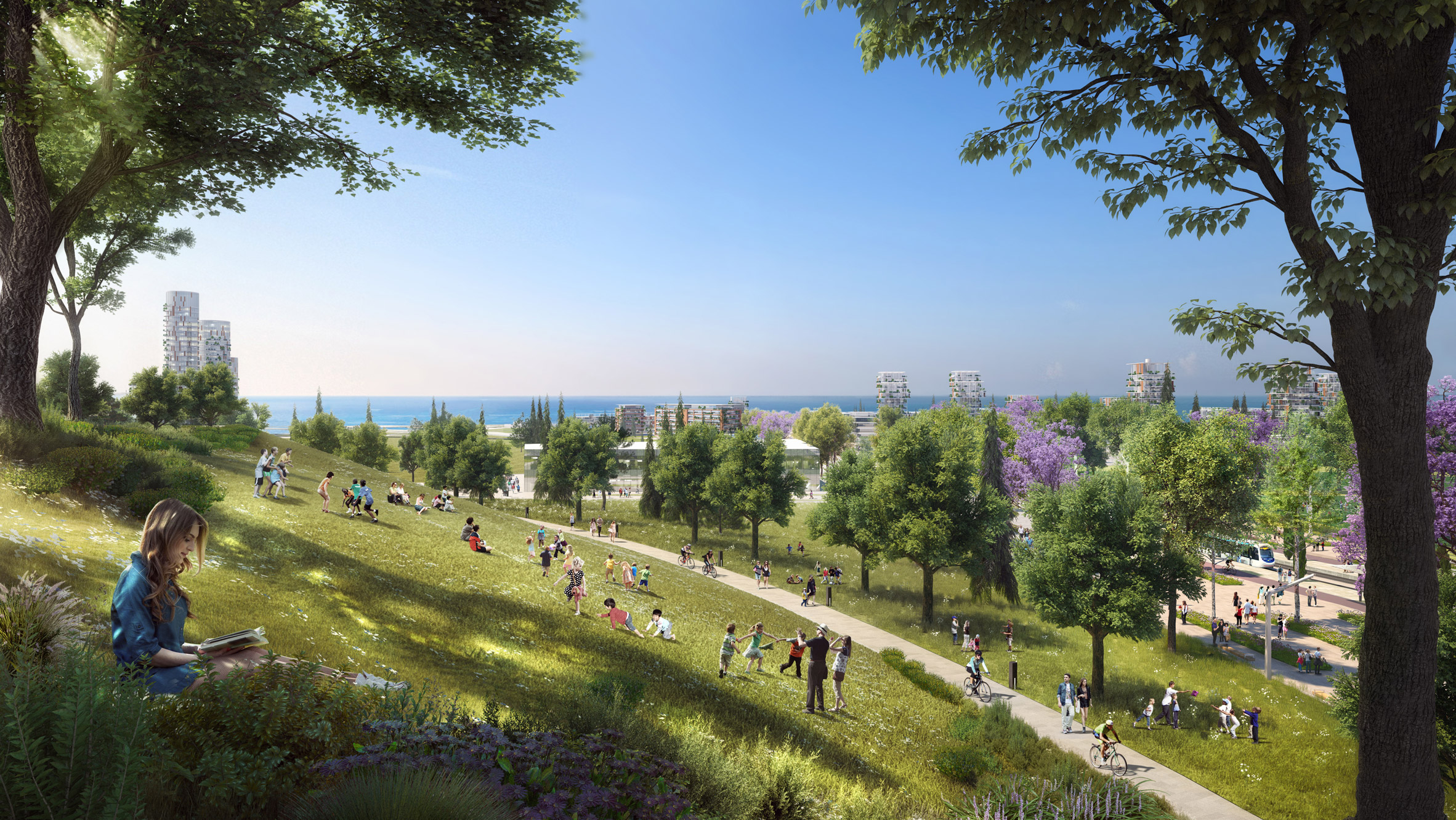A visual of the park in Foster + Partners Ellinikon masterplan