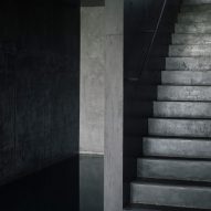 A black concrete staircase