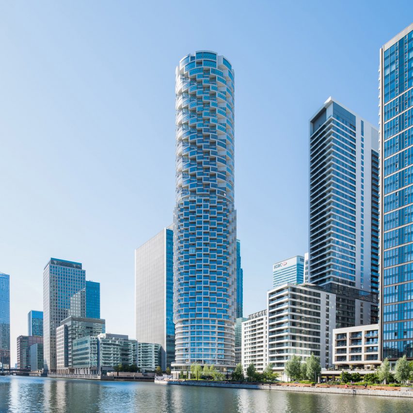 Herzog & de Meuron unveils cylindrical skyscraper at Canary Wharf