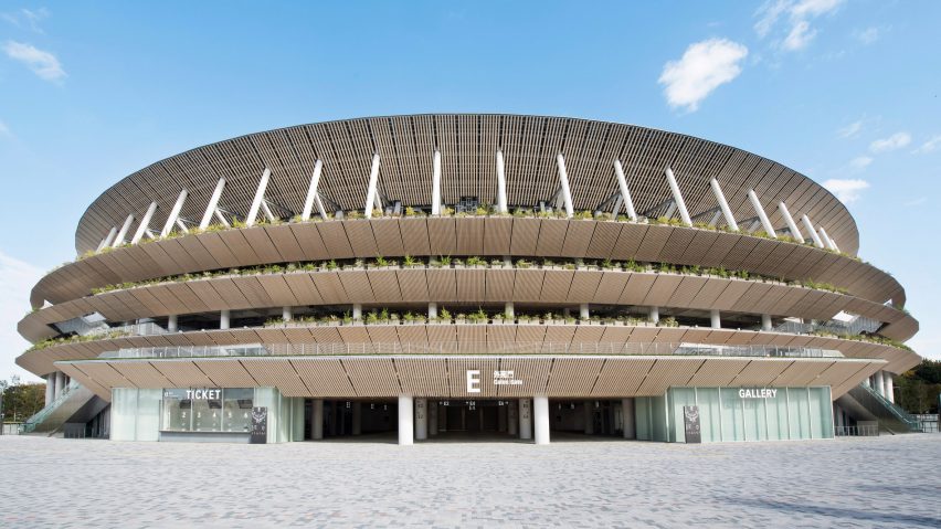 Eksterior kayu Stadion Nasional Jepang