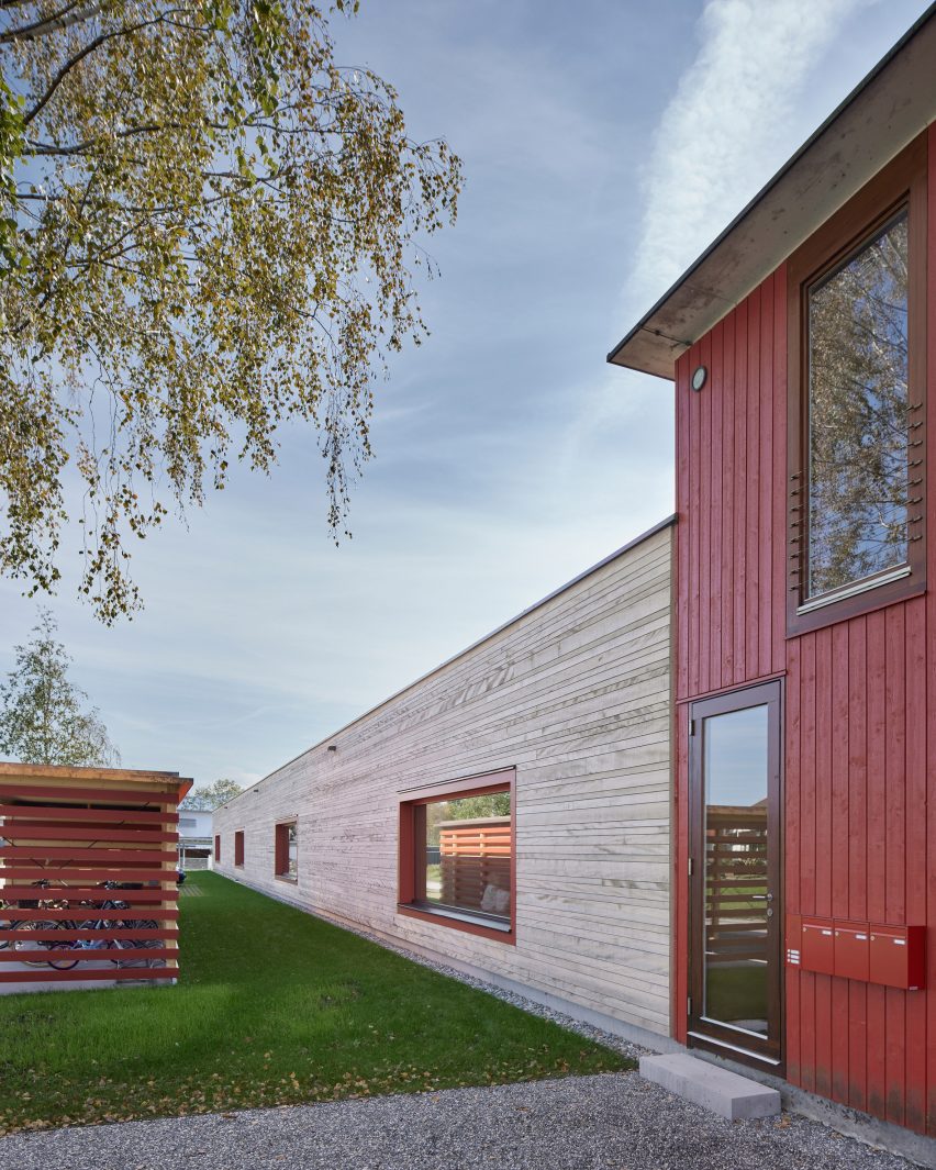 A red kindergarten with timber extension