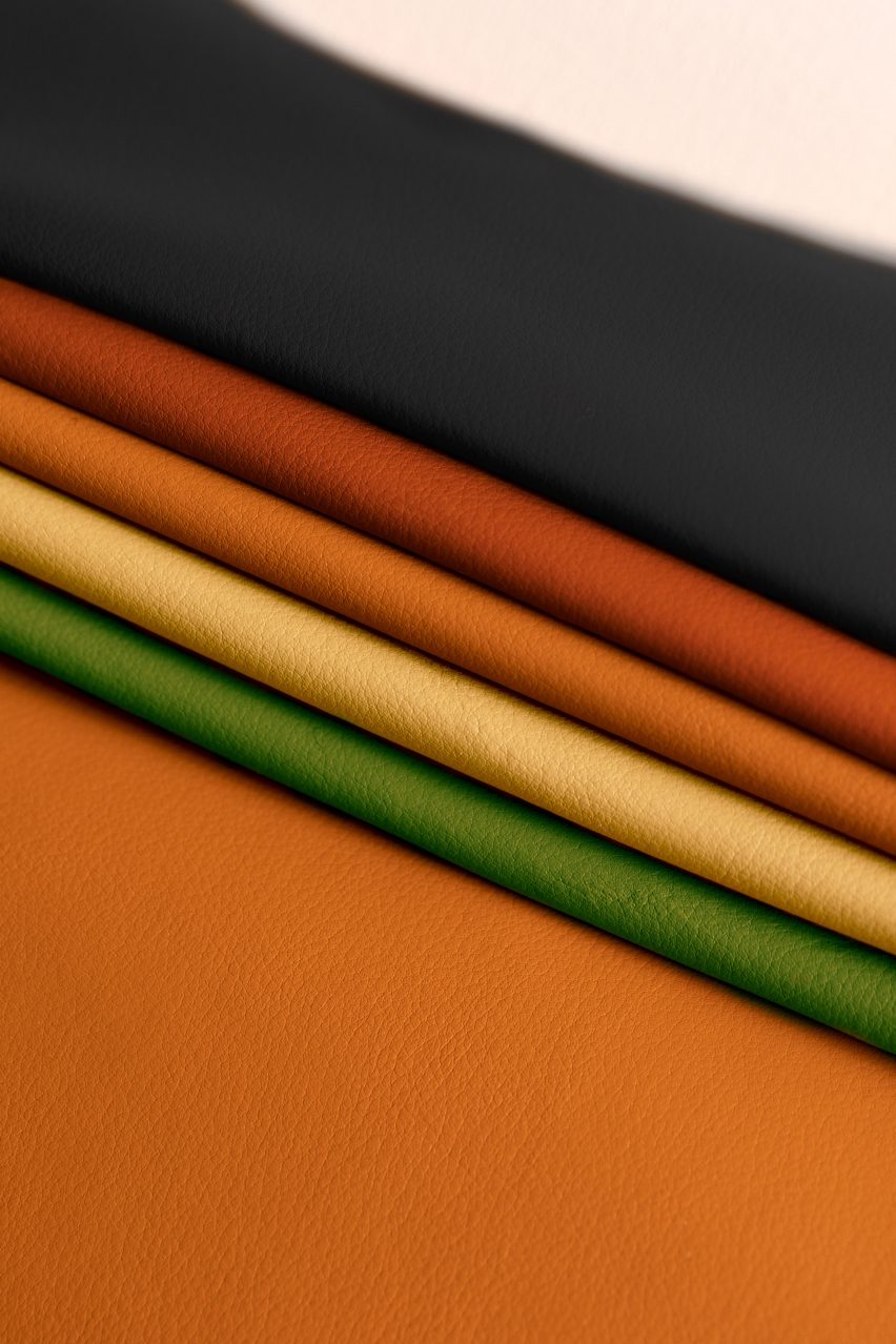 Swatches of different coloured Leap leather