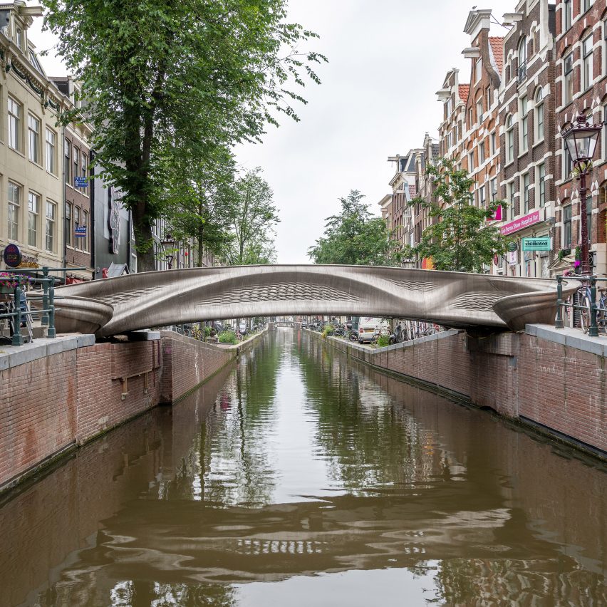Joris Laarman's 3D-printed stainless steel bridge finally opens in Amsterdam