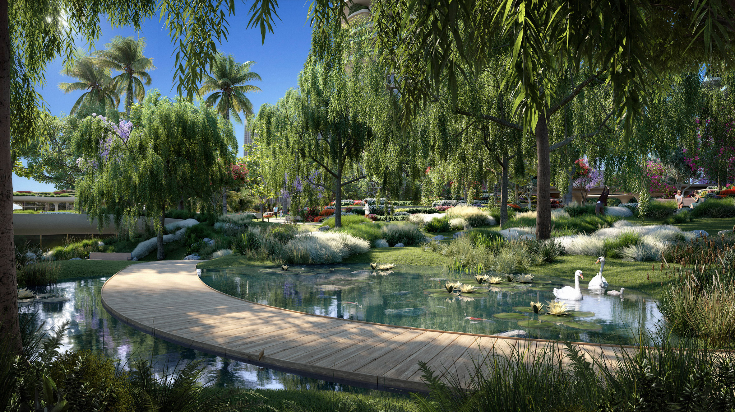 Render of a water feature in Beverly Hills development