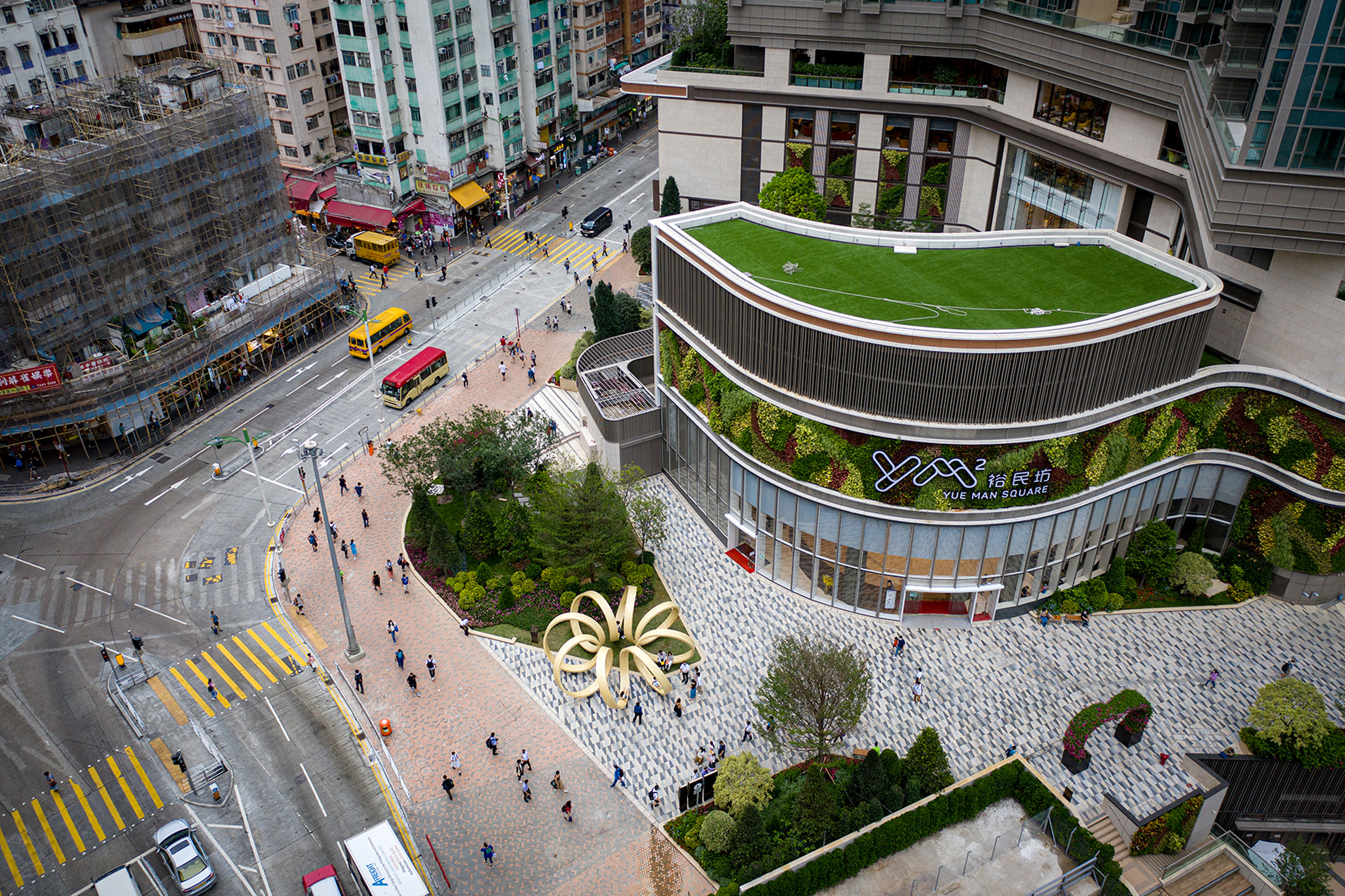 aerial view of a square in Hong Kong featuring time loop