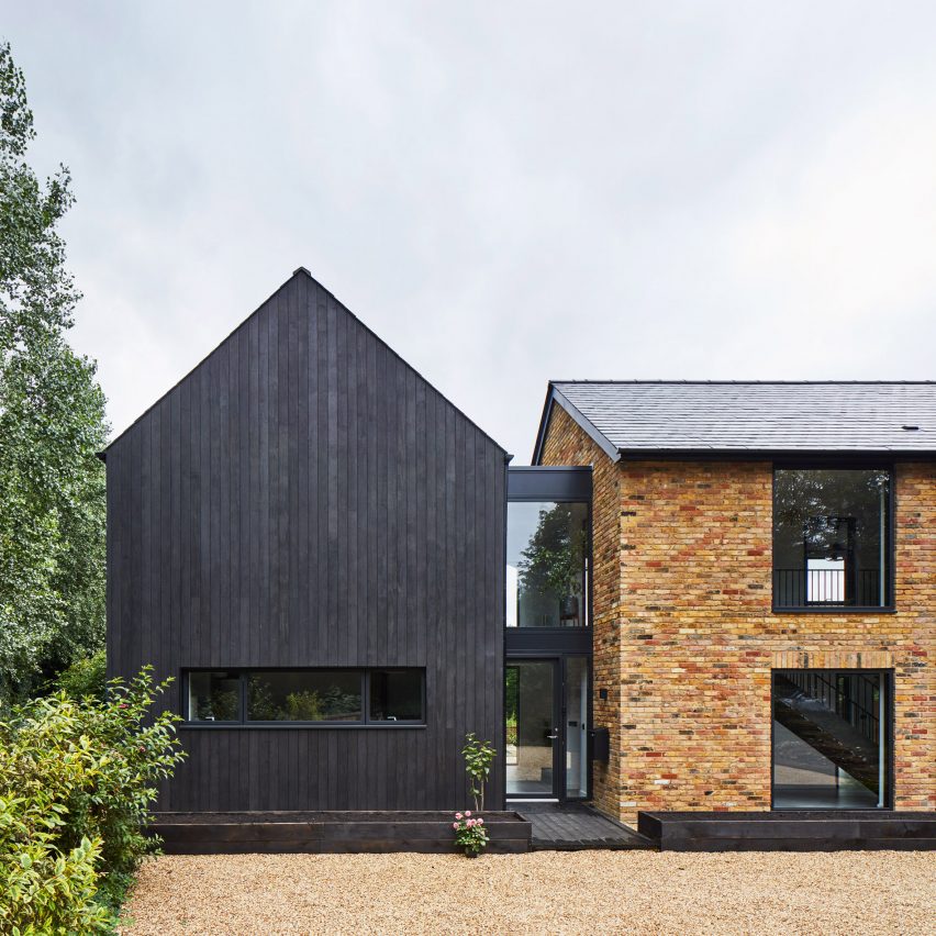 A blackened-timber house extension