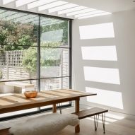 Kitchen and dining room extension with skylight in T-House by Will Gamble Architects