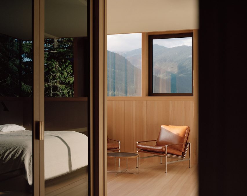 Timber-lined room, The Rock house in Whistler by Gort Scott