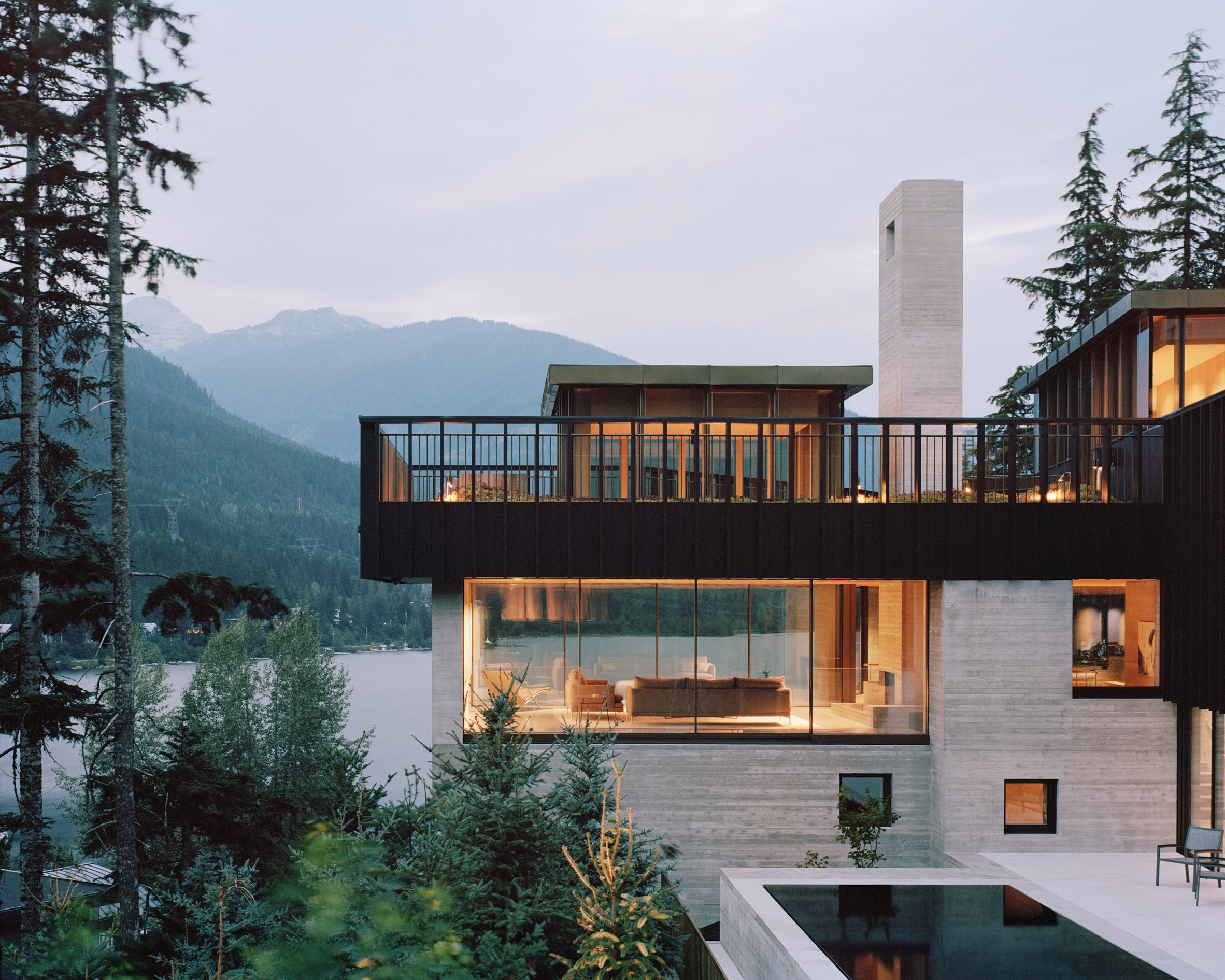 Dusk view, The Rock house in Whistler by Gort Scott
