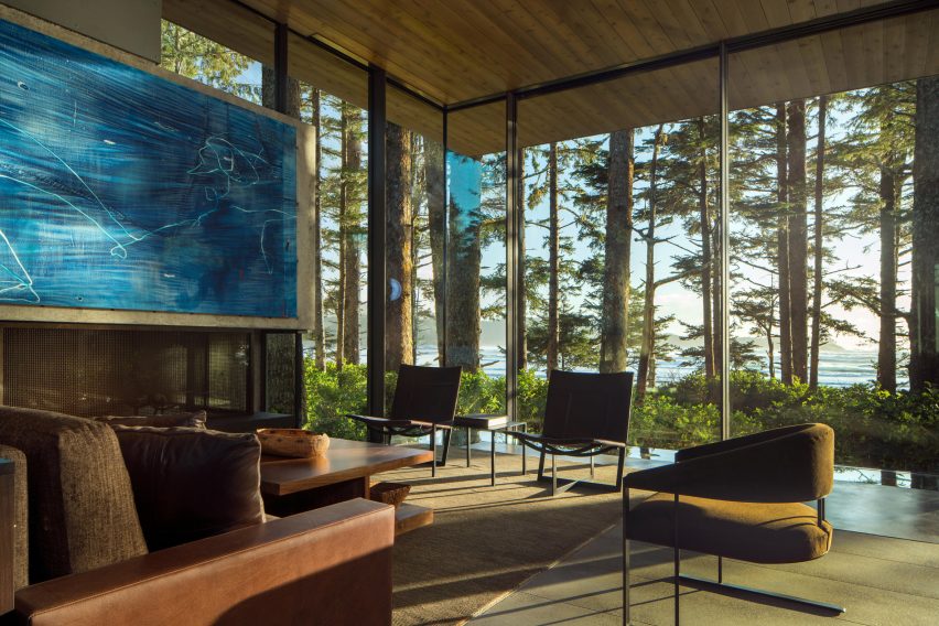 Living area with forest view