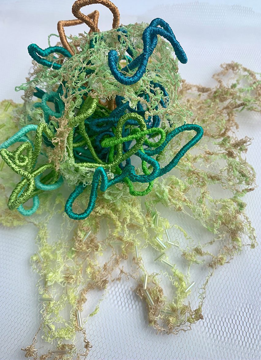 A textile project of green moss