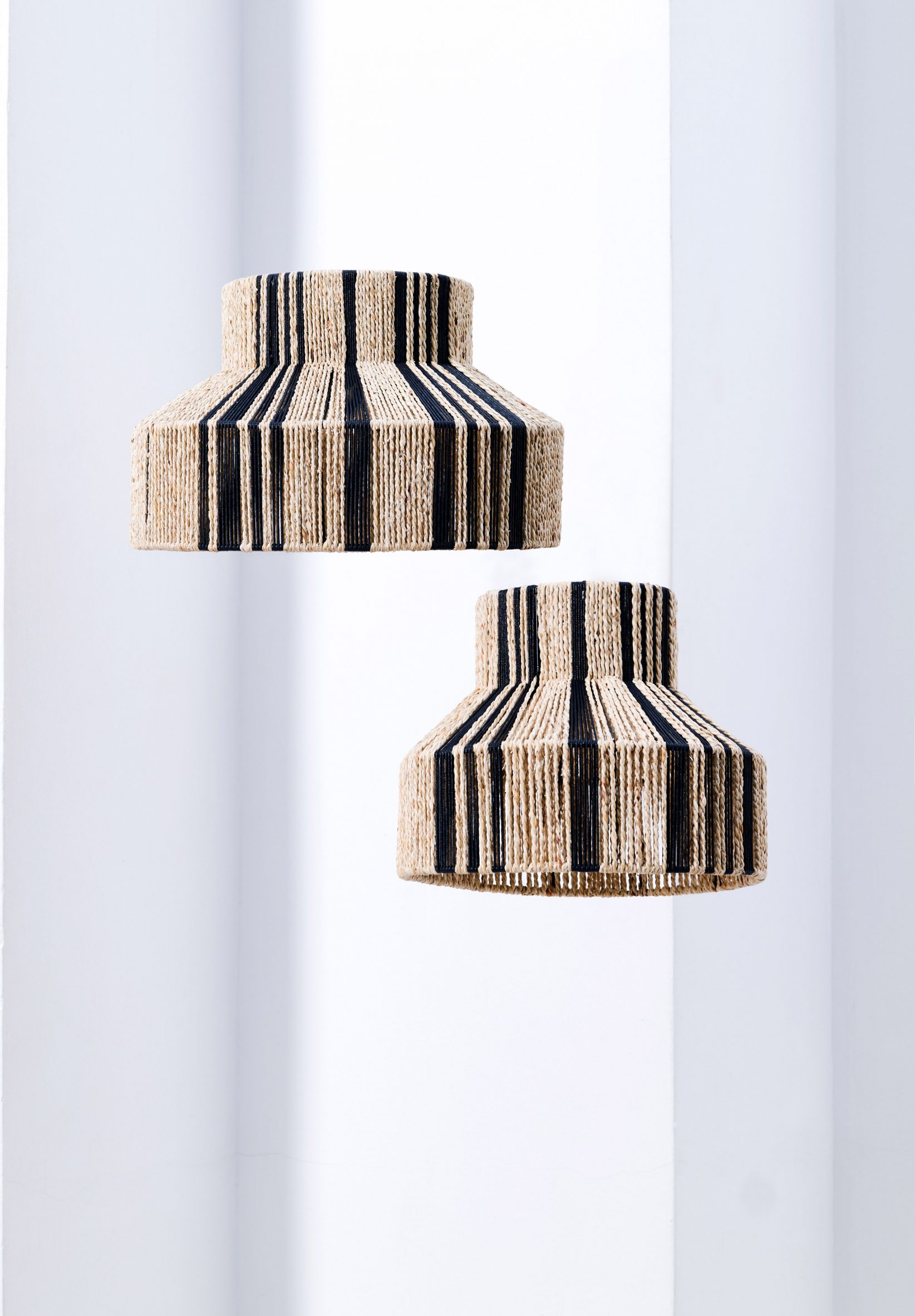 Light shades made from cream and black cord