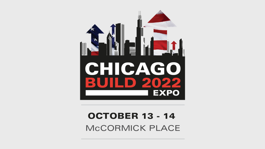 A photograph of the Chicago Build 2022 Expo logo