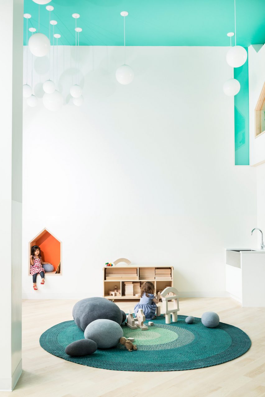 Movable furniture allows the nursery to be reconfigured for special events