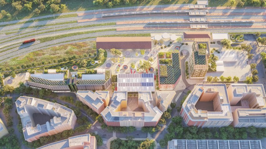 Aerial render of Campo Urbano development by Arney Fender Katsalidis