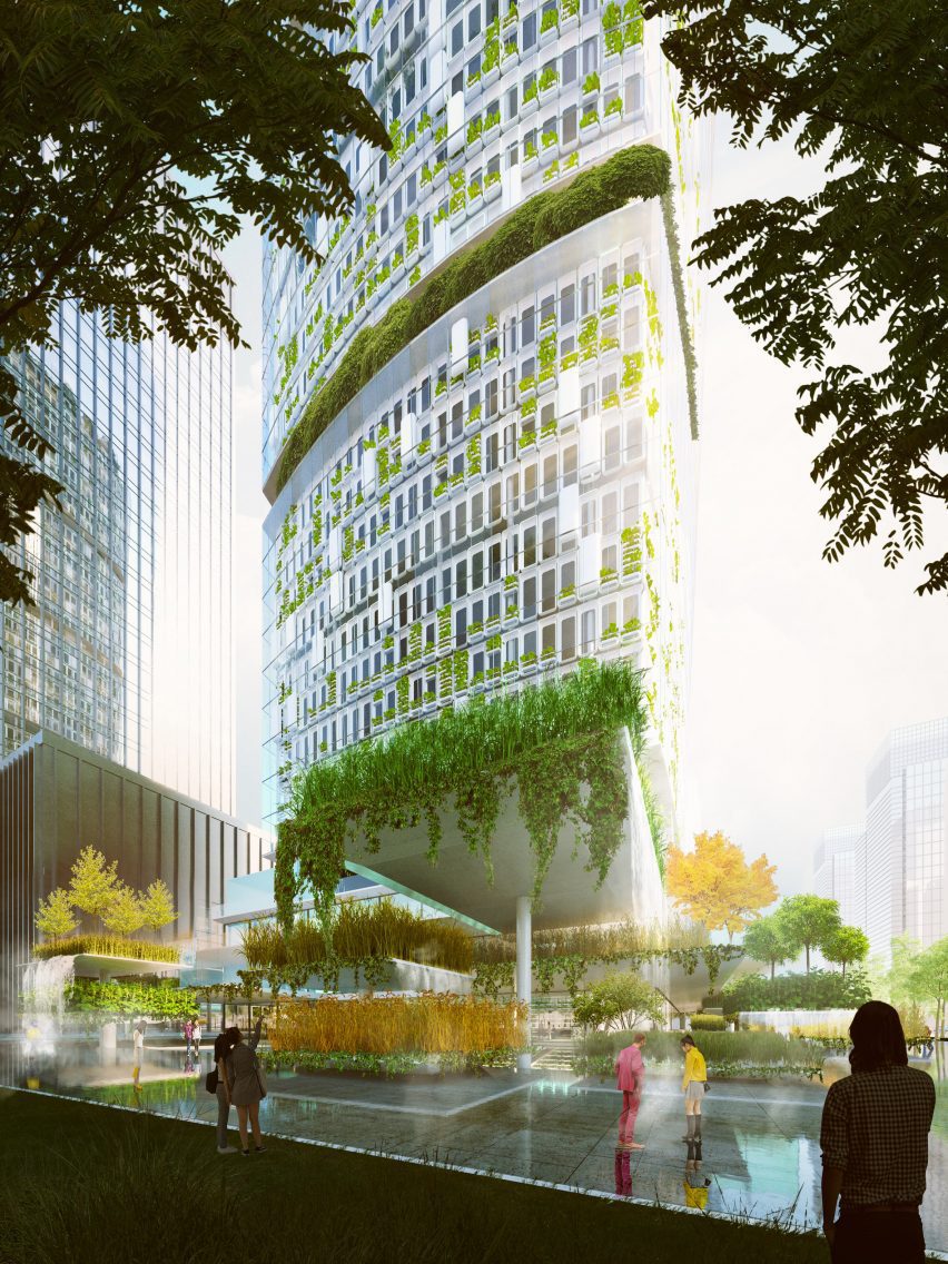 Jian mu tower will be wrapped in landscaped terraces