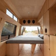 Plywood furniture turns 1990s van into mobile home for Ecuadorian couple